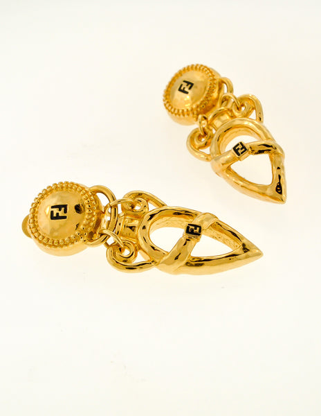 Fendi Vintage Gold Vase Dangle Earrings