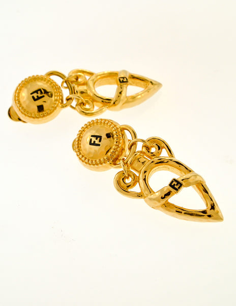 Fendi Vintage Gold Vase Dangle Earrings