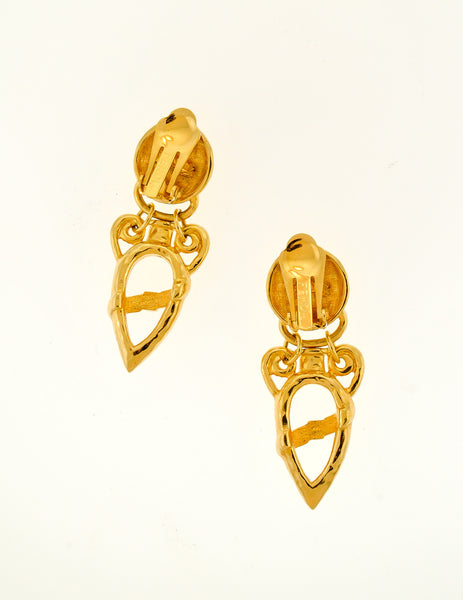 Fendi Vintage Gold Vase Dangle Earrings