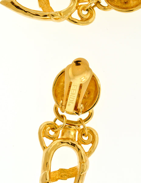 Fendi Vintage Gold Vase Dangle Earrings