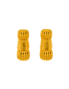 Fendi Vintage Gold Ribbed Knot Earrings