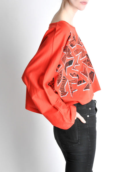 Fendi Vintage Red Geometric Print Crop Top - Amarcord Vintage Fashion
 - 5
