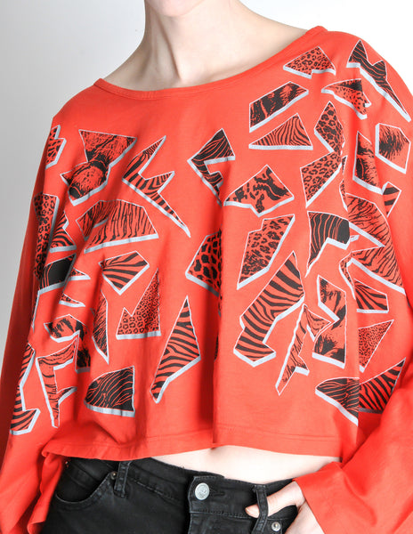 Fendi Vintage Red Geometric Print Crop Top - Amarcord Vintage Fashion
 - 2