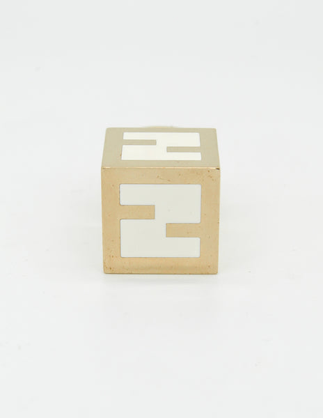Fendi Vintage Logo Cube Ring