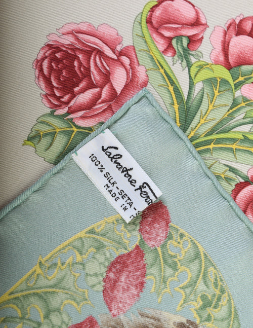 Ferragamo floral-print silk scarf - White