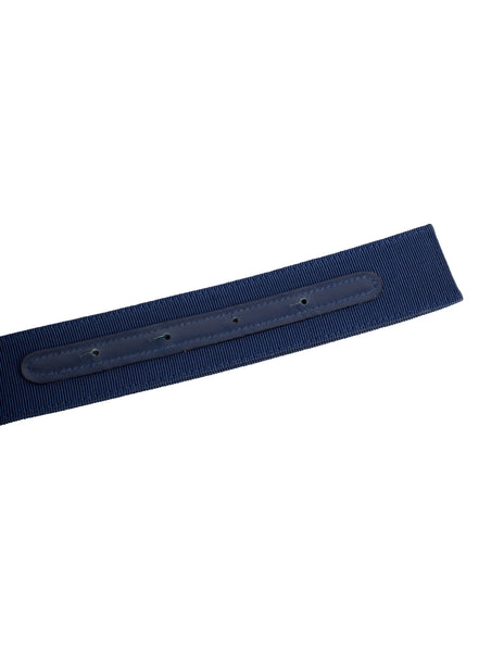 Ferragamo Vintage Vara Royal Blue Grosgrain Gold Bow Buckle Belt