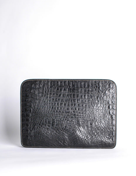 Ferré Vintage Black Alligator Portfolio Clutch - Amarcord Vintage Fashion
 - 5
