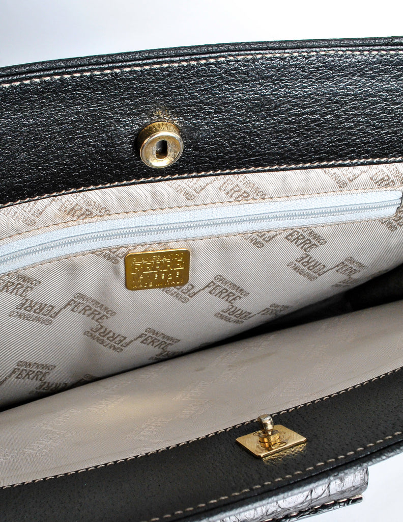Ferr Vintage Black Alligator Portfolio Clutch Amarcord Vintage