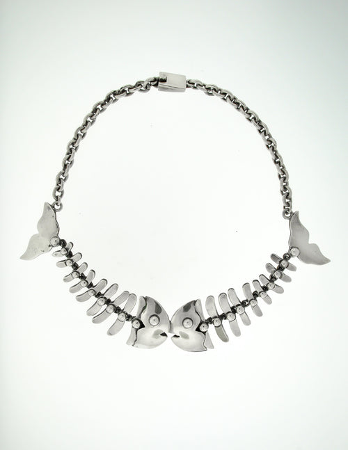 Mexican Vintage Sterling Silver Fish Bone Necklace – Amarcord