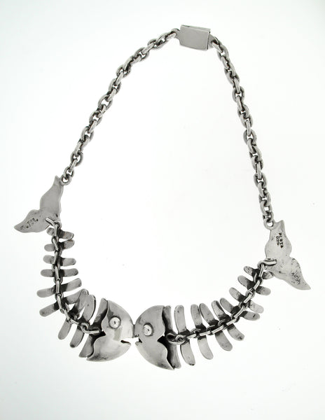 Mexican Vintage Sterling Silver Fish Bone Necklace - Amarcord Vintage Fashion
 - 8