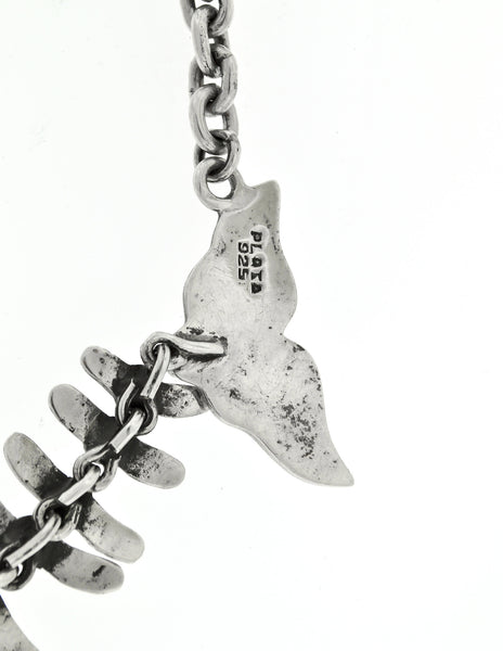 Mexican Vintage Sterling Silver Fish Bone Necklace - Amarcord Vintage Fashion
 - 9