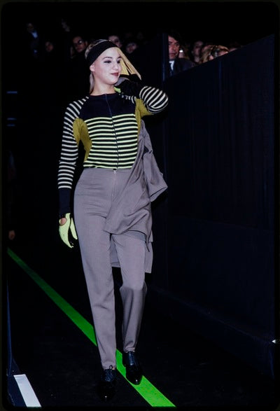 Jean Paul Gaultier Vintage AW 1989 Striped Panel Turtleneck Sweater