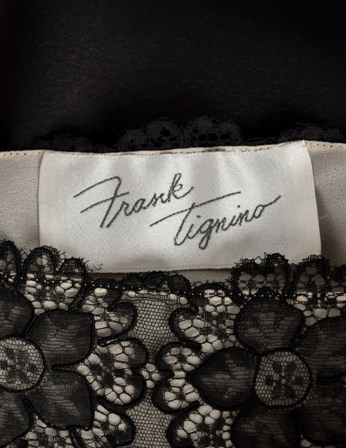 Frank Tignino Vintage Black Sheer Lace Georgette Dress and