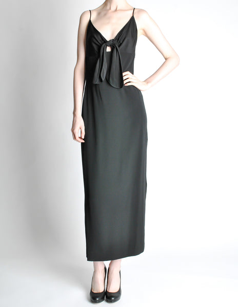 Galanos Vintage Black Knot Bust Dress - Amarcord Vintage Fashion
 - 2