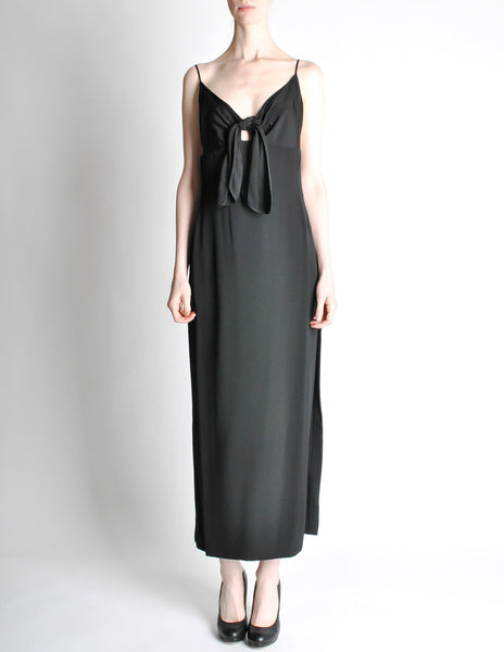 Galanos Vintage Black Knot Bust Dress - Amarcord Vintage Fashion
 - 3