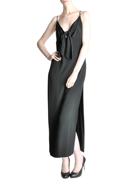 Galanos Vintage Black Knot Bust Dress - Amarcord Vintage Fashion
 - 1