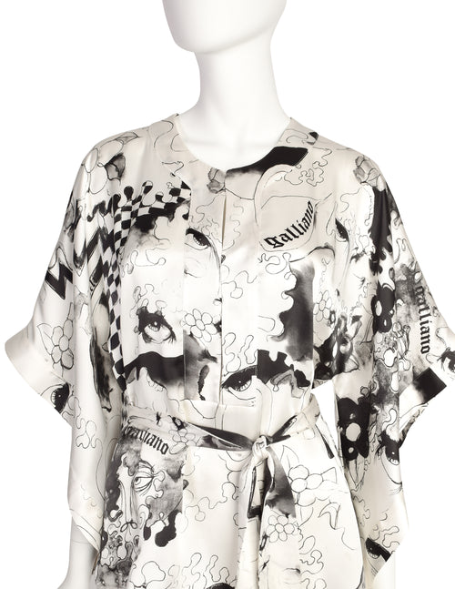 John Galliano Vintage White Black Grey Face Eye Painterly