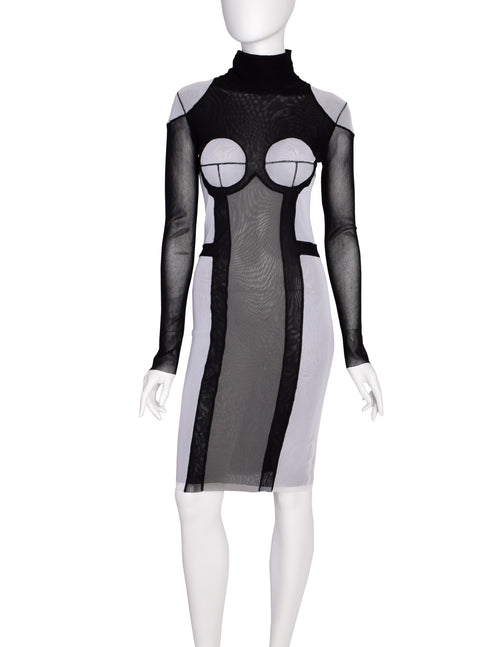 Jean Paul Gaultier Vintage Black Grey Trompe L'oeil Patchwork Mesh Tur –  Amarcord Vintage Fashion
