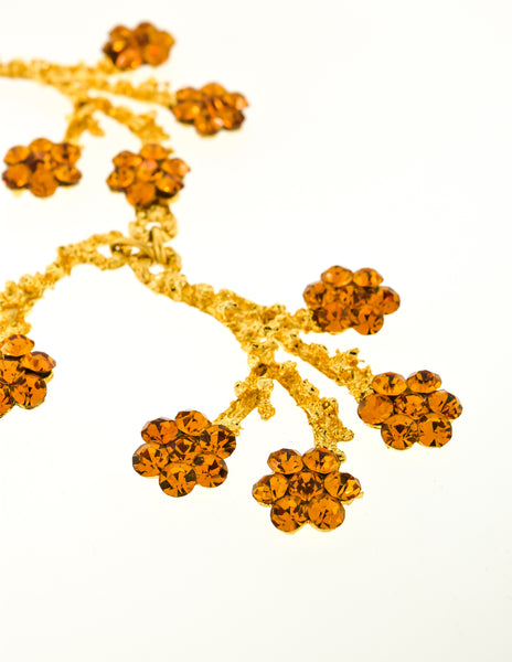 Gavilane Vintage Gold Branch and Flower Necklace and Earrings Set