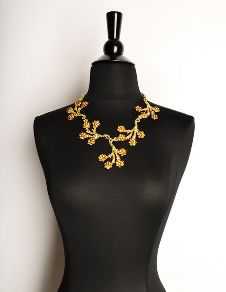 Gavilane Vintage Gold Branch and Flower Necklace and Earrings Set