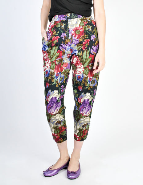 Genny Vintage Cotton Floral High Waist Pants - Amarcord Vintage Fashion
 - 4