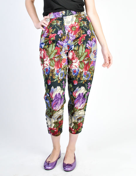 Genny Vintage Cotton Floral High Waist Pants - Amarcord Vintage Fashion
 - 3