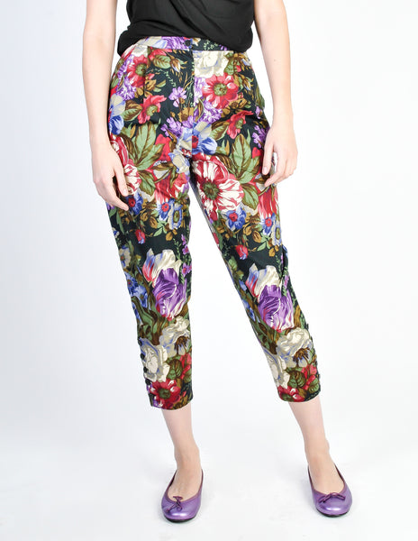 Genny Vintage Cotton Floral High Waist Pants - Amarcord Vintage Fashion
 - 2
