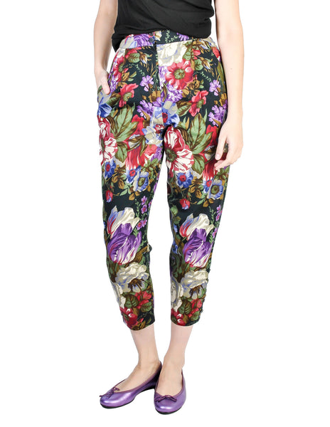 Genny Vintage Cotton Floral High Waist Pants - Amarcord Vintage Fashion
 - 1