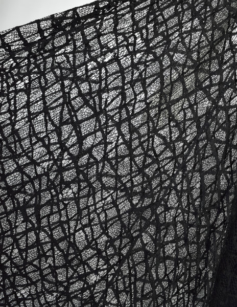 Geoffrey Beene Vintage 1990s Black Spiderweb Fishnet Lace Incredibly Full Circle Skirt