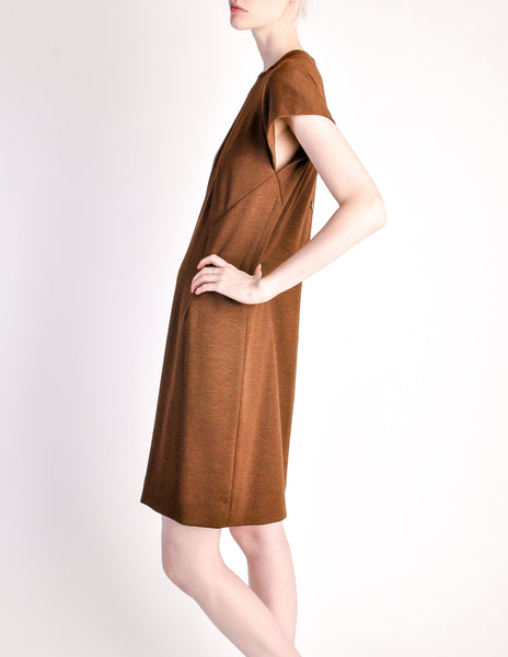 Geoffrey Beene Vintage Brown Wool Dress - Amarcord Vintage Fashion
 - 4