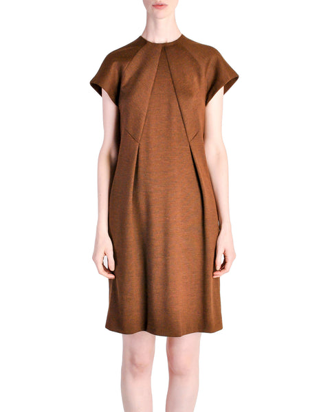 Geoffrey Beene Vintage Brown Wool Dress - Amarcord Vintage Fashion
 - 1