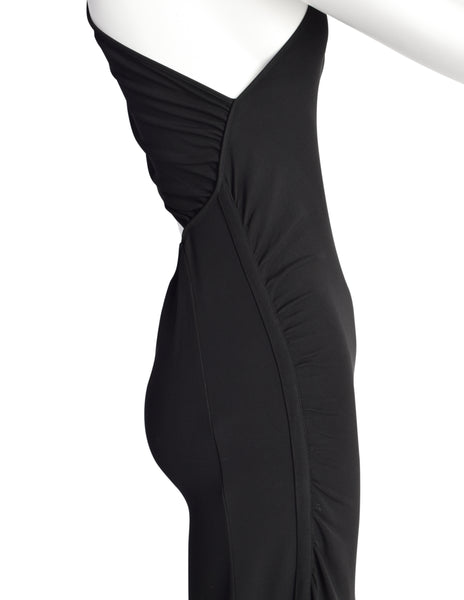 Gianfranco Ferre Vintage Black One Shoulder Ultra Sexy Cut Out Stretch Bodycon Dress