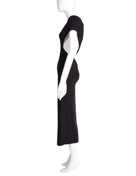 Gianfranco Ferre Vintage Black One Shoulder Ultra Sexy Cut Out Stretch Bodycon Dress