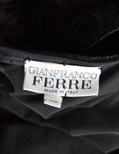 Gianfranco Ferre Vintage Black Knit and Velvet Evening Dress