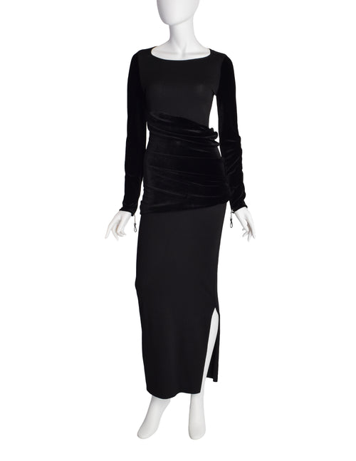 Gianfranco Ferre Vintage Black Knit and Velvet Evening Dress Gianfranco Ferre Vintage Black Knit and Velvet Evening Dress