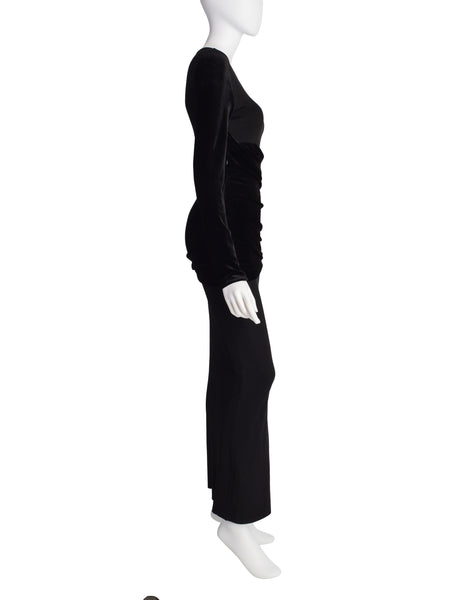 Gianfranco Ferre Vintage Black Knit and Velvet Evening Dress