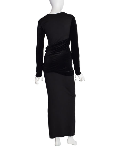Gianfranco Ferre Vintage Black Knit and Velvet Evening Dress