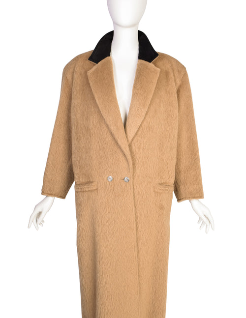 Gianni Versace Vintage 1980s Camel Color Alpaca Wool Coat