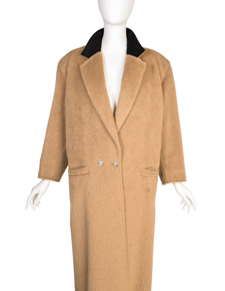 Gianni Versace Vintage 1980s Camel Color Alpaca Wool Coat