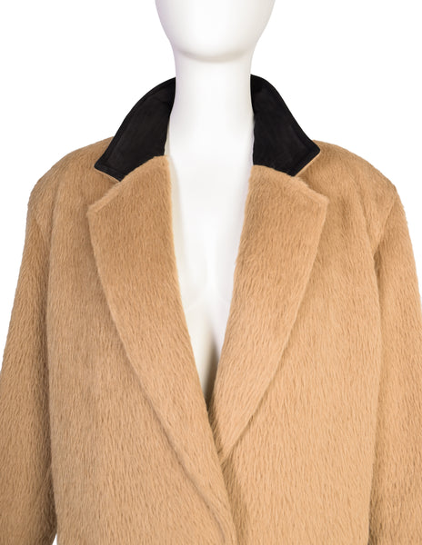Gianni Versace Vintage 1980s Camel Color Alpaca Wool Coat