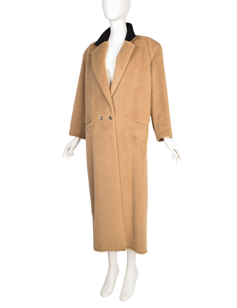 Gianni Versace Vintage 1980s Camel Color Alpaca Wool Coat