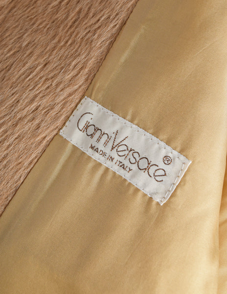 Gianni Versace Vintage 1980s Camel Color Alpaca Wool Coat