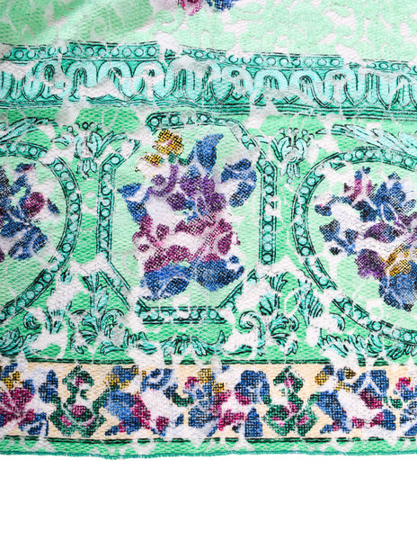 Gianni Versace Vintage Seafoam Green Degrade Baroque Floral Fishnet Lace Scarf