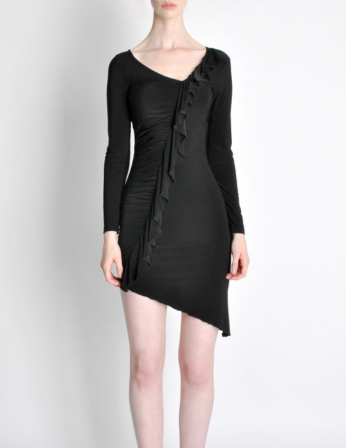 Versace Vintage Sexy Asymmetrical Ruffle Little Black Dress Amarcord Vintage Fashion Versace Vintage Sexy Asymmetrical Ruffle Little Black Dress Amarcord Vintage Fashion