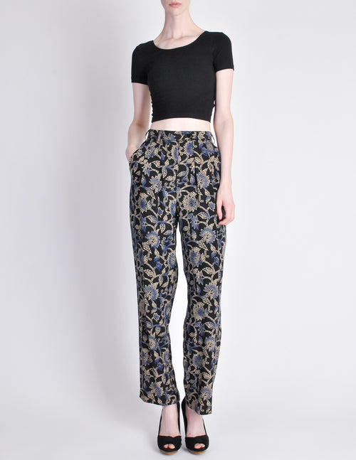 Armani Vintage Black Silk Floral High Waist Pants – Amarcord