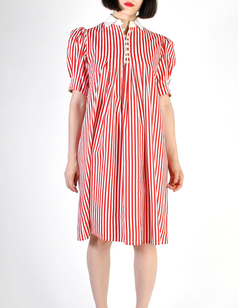 Giorgio Sant'Angelo Vintage Red & White Striped Dress