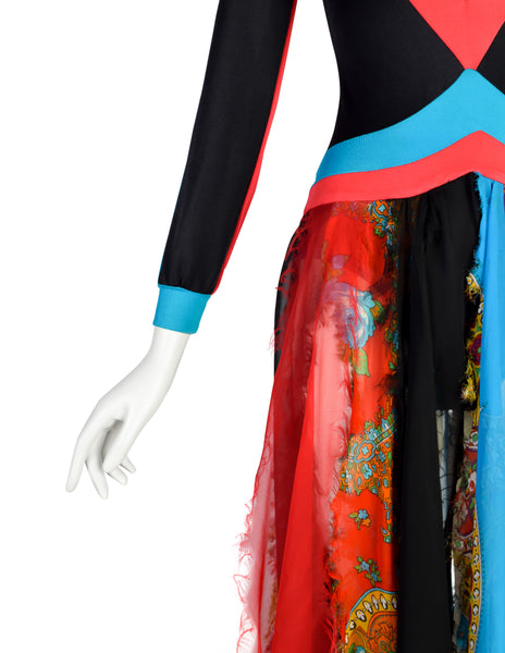Giorgio di Sant'Angelo Vintage SS 1971 'Summer of Jane and Cinderella' Colorblock Bodysuit Scarf Dress