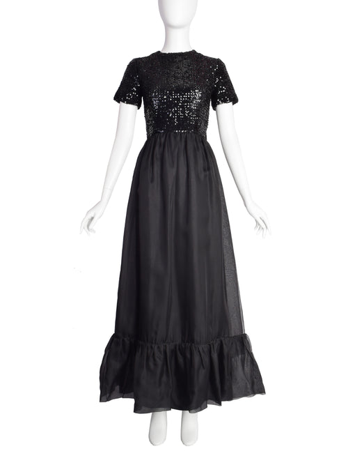 Givenchy Vintage 1970s Gorgeous Black Sequin Organza Ruffle Full Lengt Amarcord Vintage Fashion Givenchy Vintage 1970s Gorgeous Black Sequin Organza Ruffle Full Lengt Amarcord Vintage Fashion