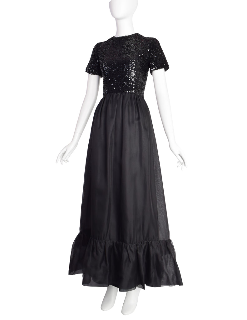Givenchy Vintage 1970s Gorgeous Black Sequin Organza Ruffle Full Lengt Amarcord Vintage Fashion Givenchy Vintage 1970s Gorgeous Black Sequin Organza Ruffle Full Lengt Amarcord Vintage Fashion