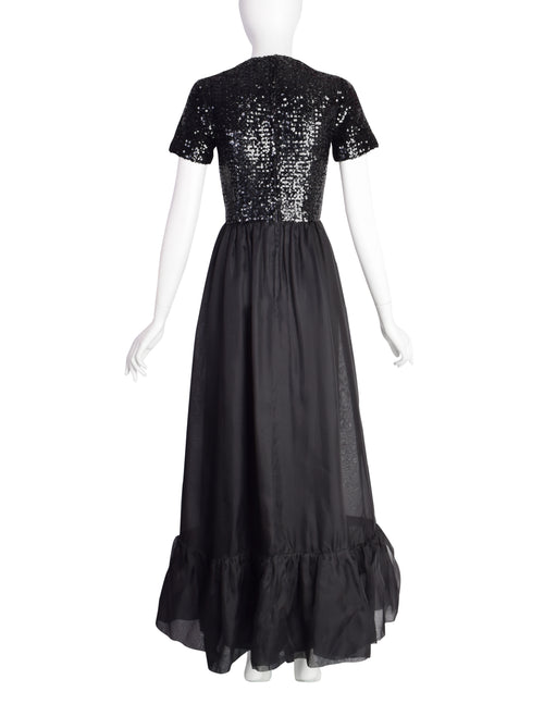 Givenchy Vintage 1970s Gorgeous Black Sequin Organza Ruffle Full Lengt Amarcord Vintage Fashion Givenchy Vintage 1970s Gorgeous Black Sequin Organza Ruffle Full Lengt Amarcord Vintage Fashion
